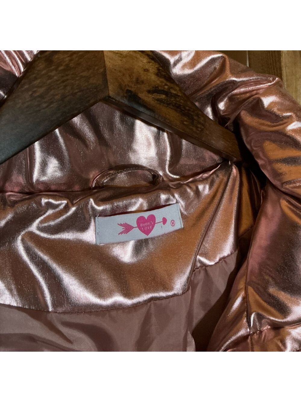 Buddy Love Rose Gold Puffer Jacket Medium - Picture 3 of 12